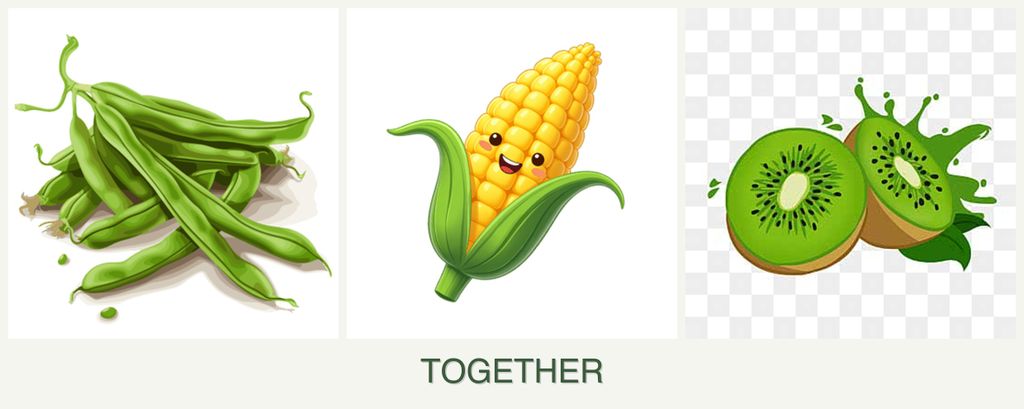 Can you plant beans, corn and kiwi together?