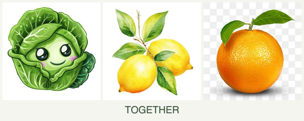 Can you plant cabbage, lemons and oranges together?