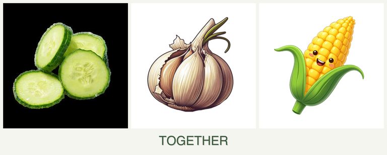 Can you plant cucumbers, garlic and corn together?