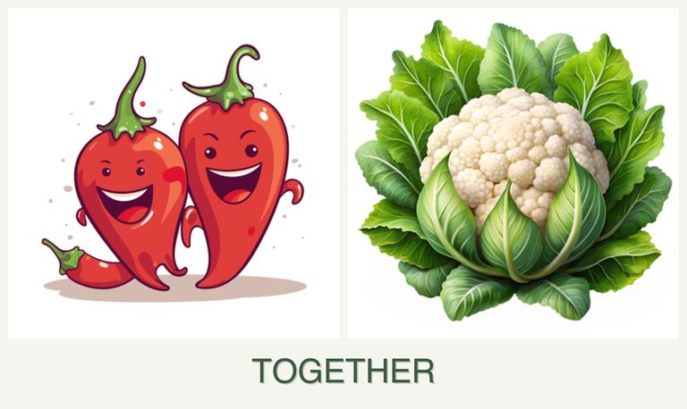 Can you plant peppers and cauliflower together?