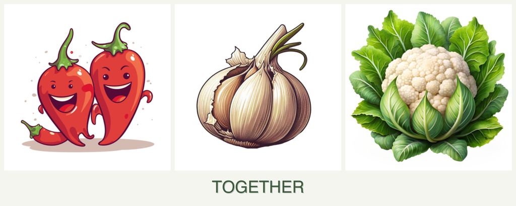 Can you plant peppers, garlic and cauliflower together?