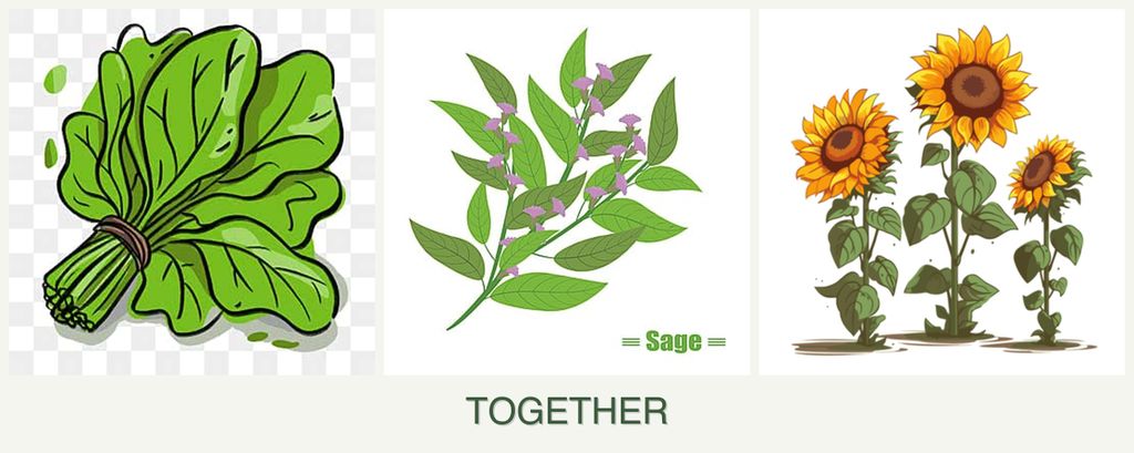 Can you plant spinach, sage and sunflowers together?