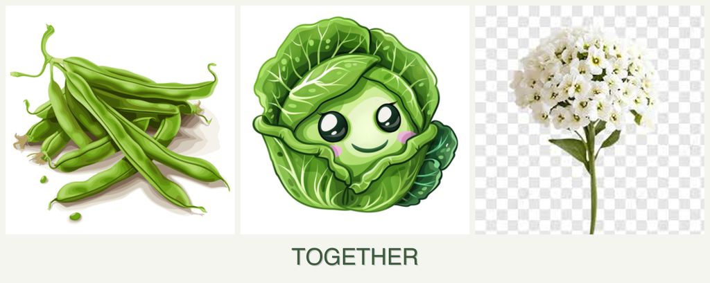 Can you plant beans, cabbage and alyssum together?