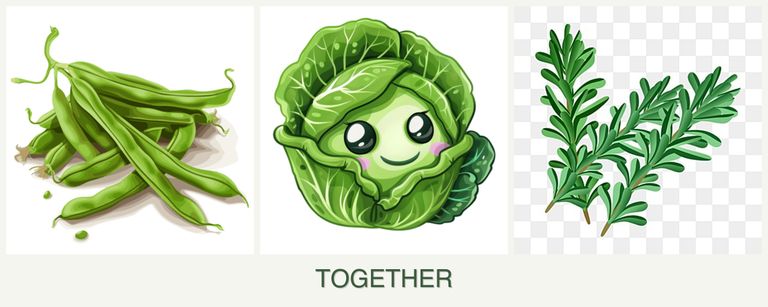 Can you plant beans, cabbage and rosemary together?