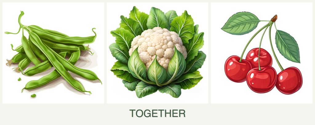 Can you plant beans, cauliflower and cherries together?
