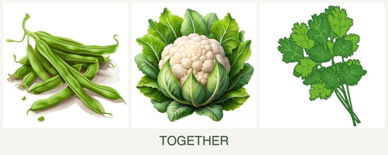 Can you plant beans, cauliflower and cilantro together?