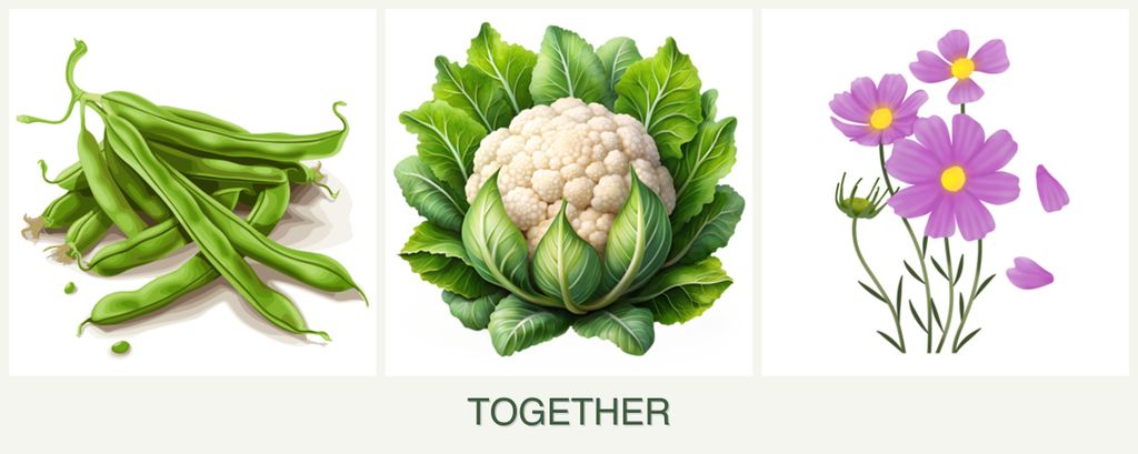 Can you plant beans, cauliflower and cosmos together?