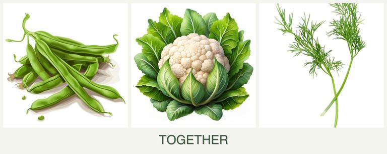 Can you plant beans, cauliflower and dill together?