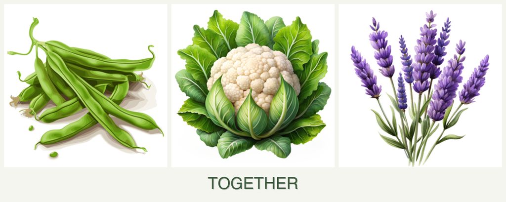 Can you plant beans, cauliflower and lavender together?