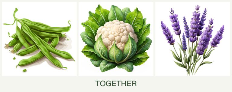 Can you plant beans, cauliflower and lavender together?