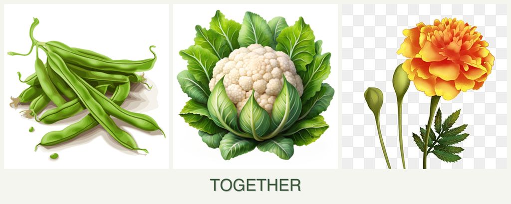 Can you plant beans, cauliflower and marigolds together?