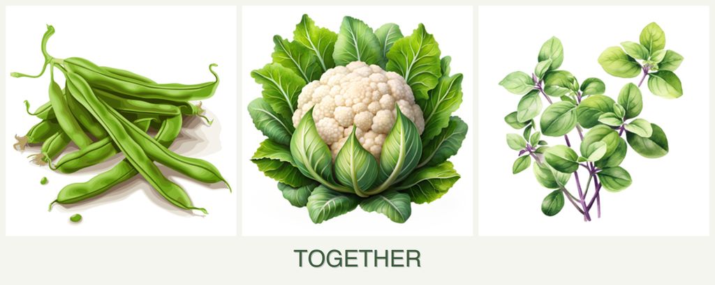 Can you plant beans, cauliflower and oregano together?