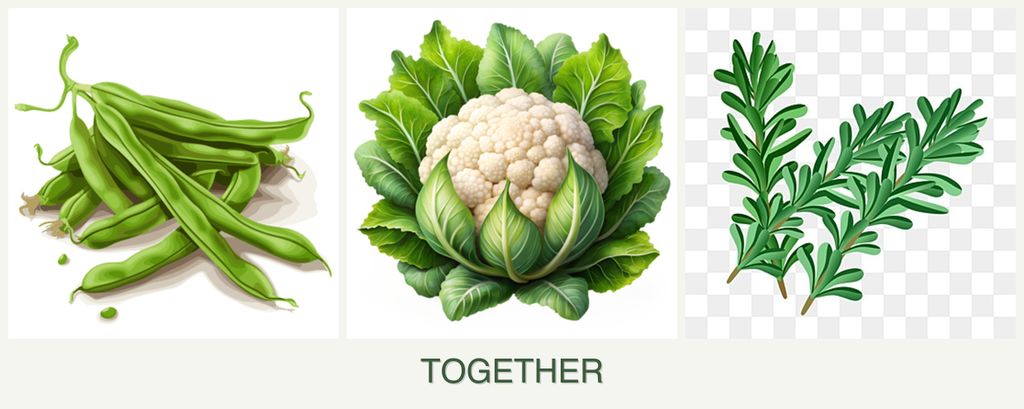 Can you plant beans, cauliflower and rosemary together?