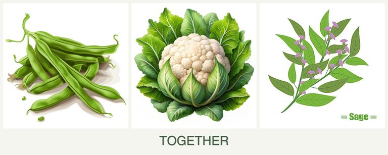 Can you plant beans, cauliflower and sage together?