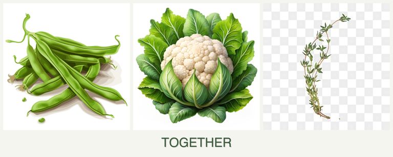 Can you plant beans, cauliflower and thyme together?