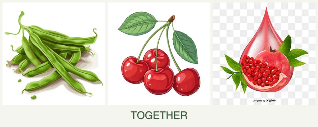 Can you plant beans, cherries and pomegranates together?