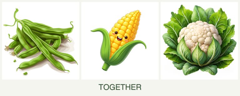 Can you plant beans, corn and cauliflower together?