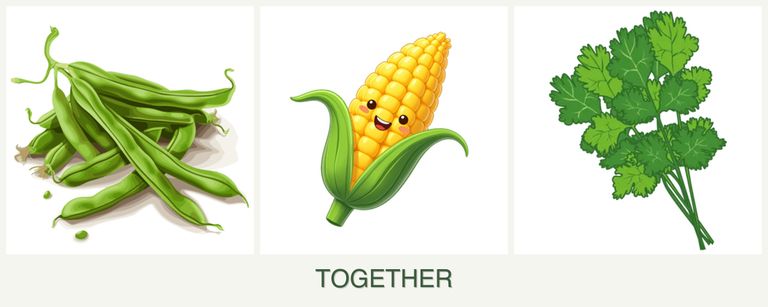 Can you plant beans, corn and cilantro together?