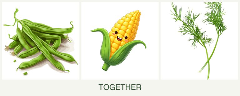 Can you plant beans, corn and dill together?