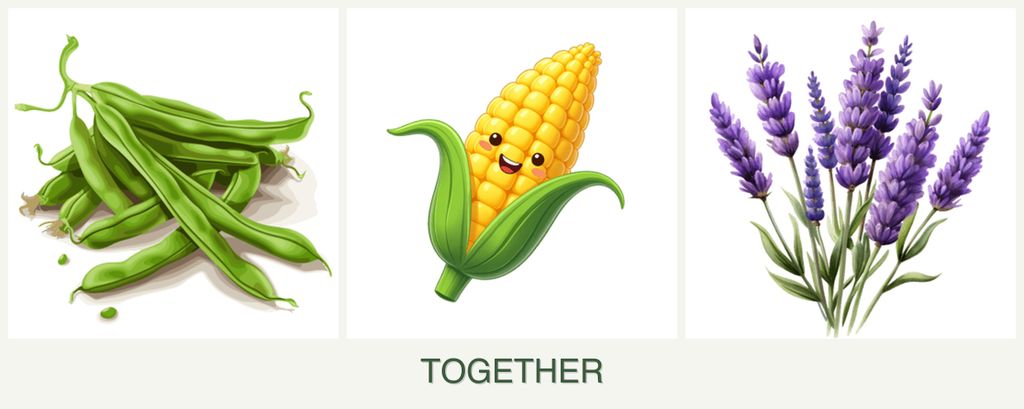 Can you plant beans, corn and lavender together?
