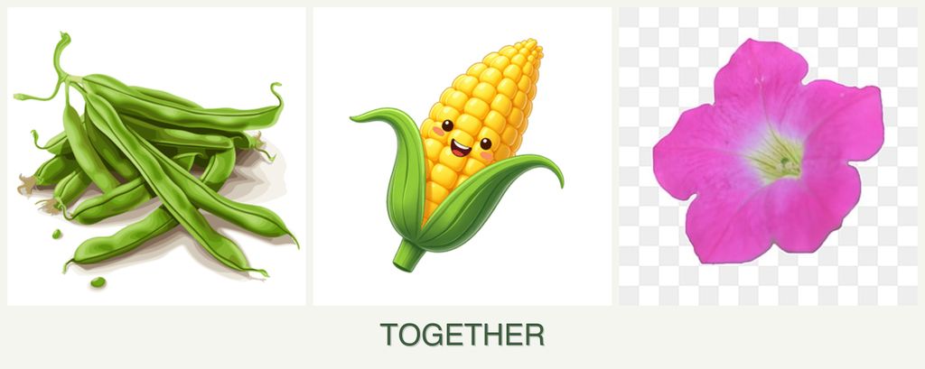 Can you plant beans, corn and petunias together?