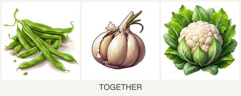 Can you plant beans, garlic and cauliflower together?