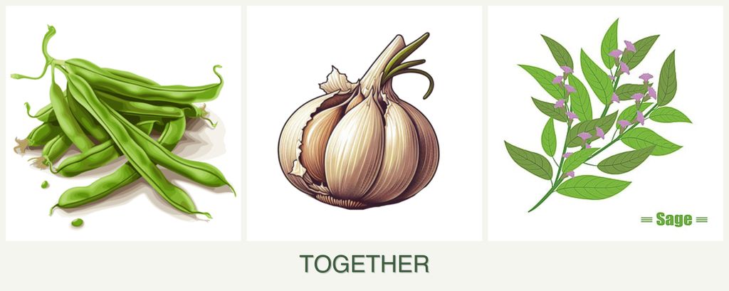 Can you plant beans, garlic and sage together?