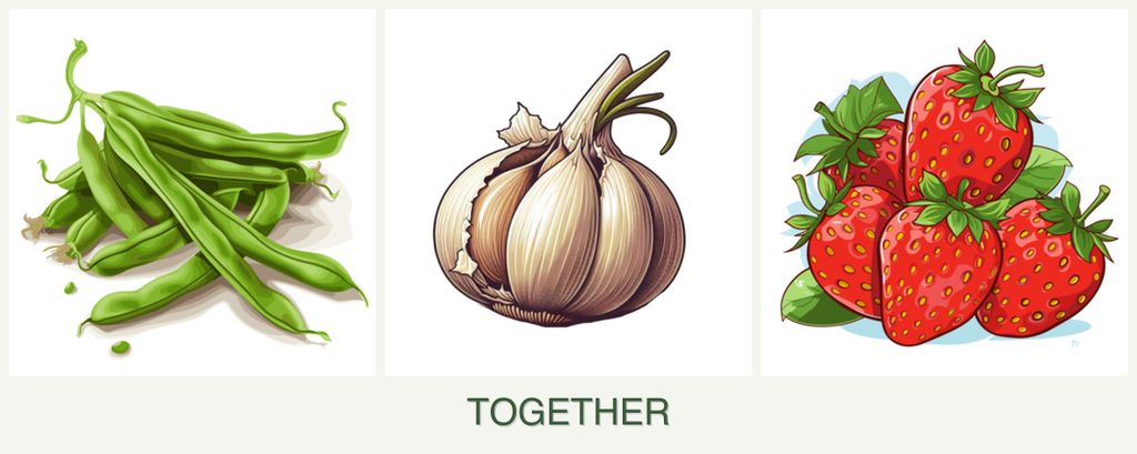 Can you plant beans, garlic and strawberries together?