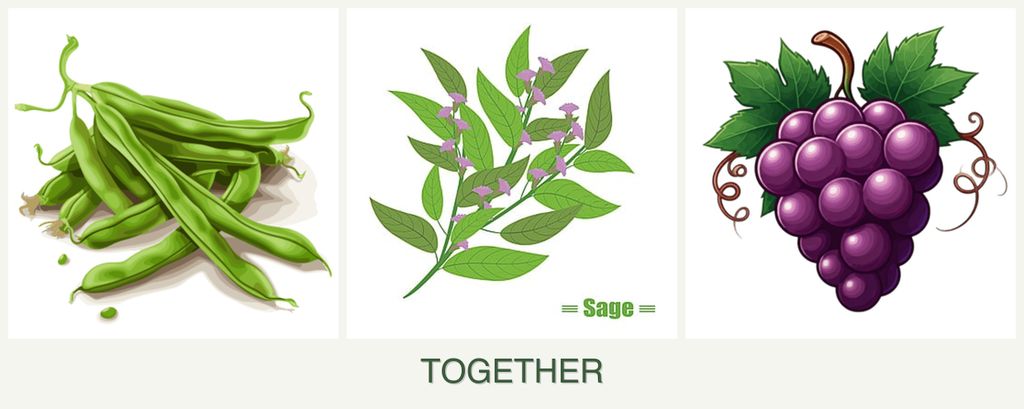 Can you plant beans, sage and grapes together?
