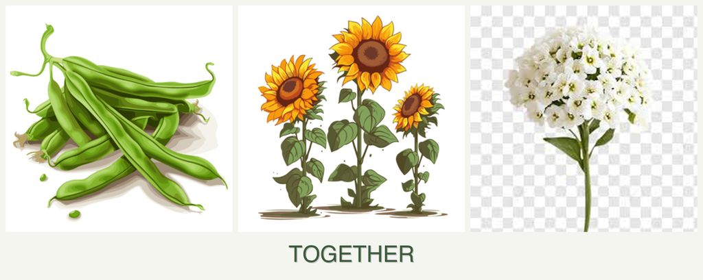 Can you plant beans, sunflowers and alyssum together?