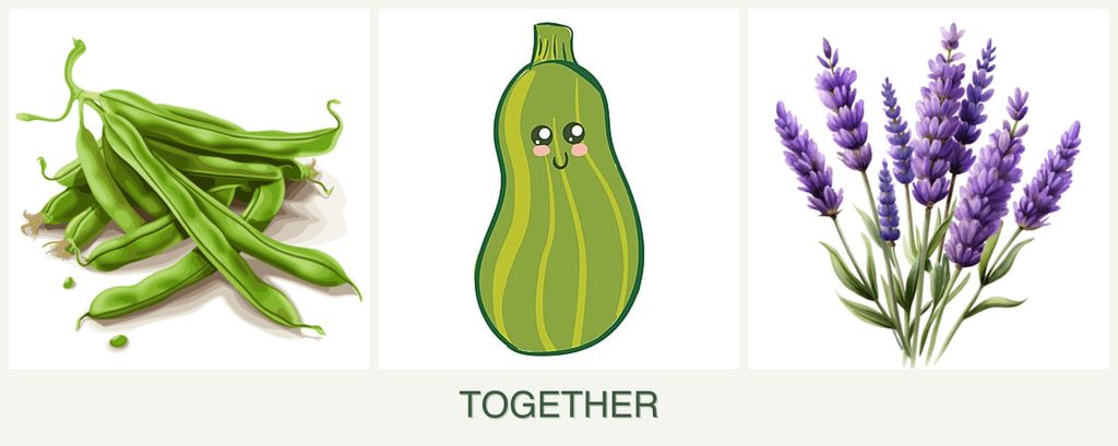 Can you plant beans, zucchini and lavender together?