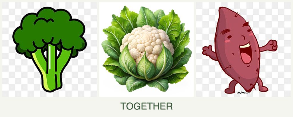 Can you plant broccoli, cauliflower and sweet potatoes together?