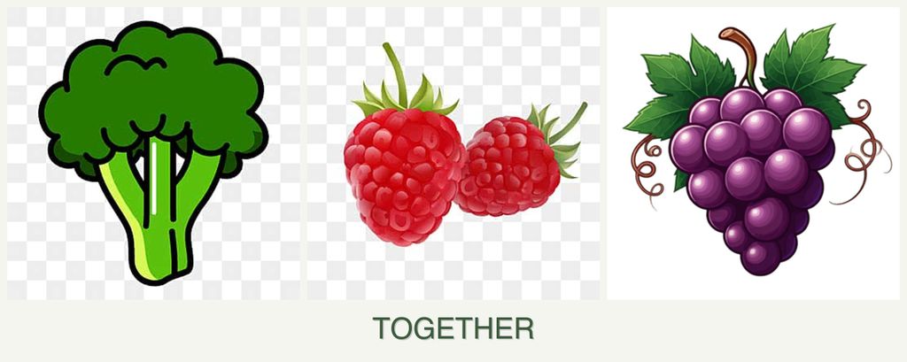 Can you plant broccoli, raspberries and grapes together?