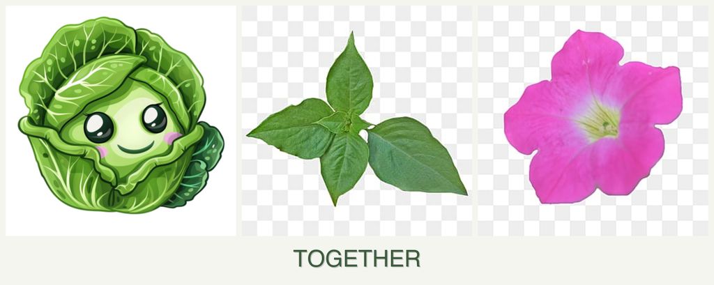 Can you plant cabbage, basil and petunias together?