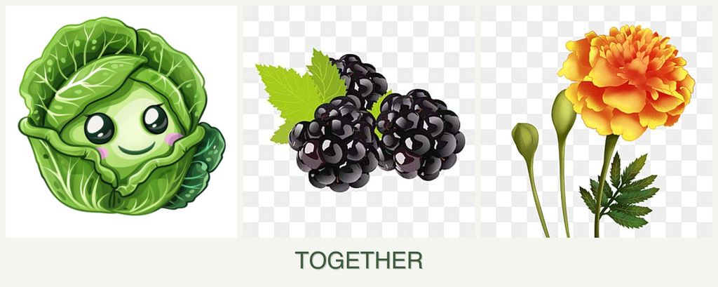 Can you plant cabbage, blackberries and marigolds together?
