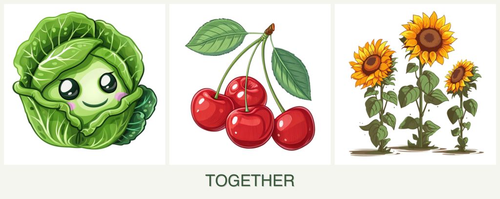 Can you plant cabbage, cherries and sunflowers together?