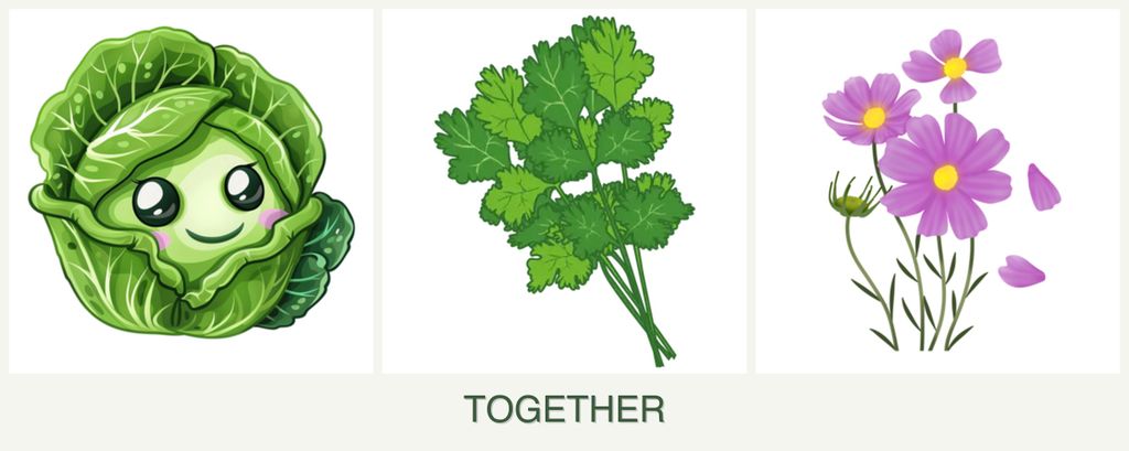Can you plant cabbage, cilantro and cosmos together?