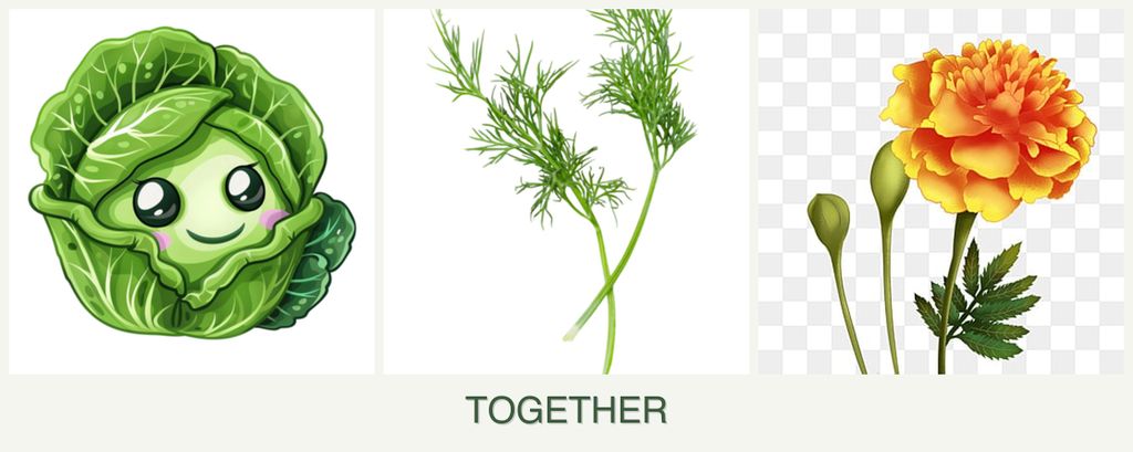 Can you plant cabbage, dill and marigolds together?