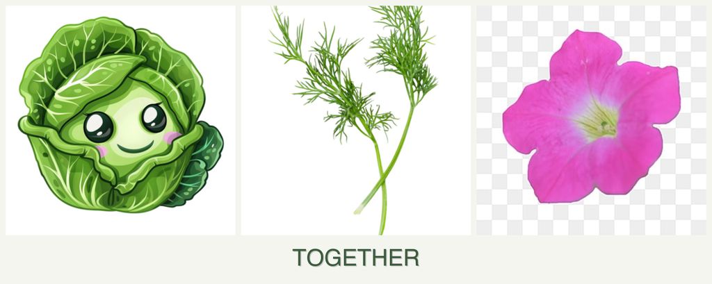 Can you plant cabbage, dill and petunias together?