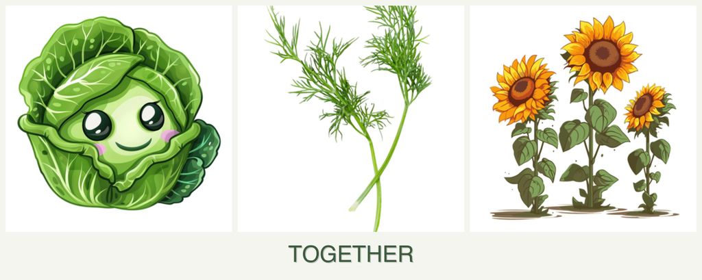 Can you plant cabbage, dill and sunflowers together?