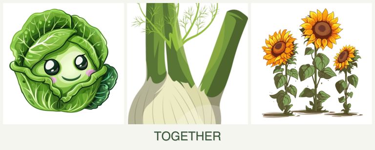 Can you plant cabbage, fennel and sunflowers together?