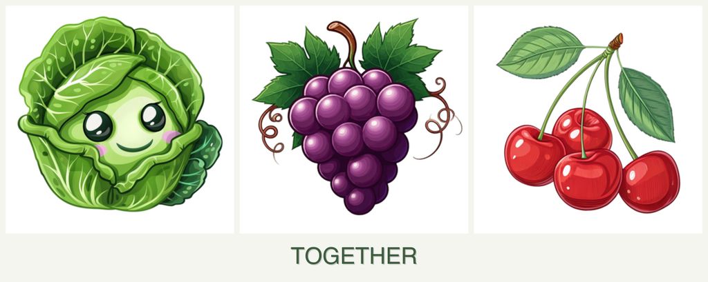 Can you plant cabbage, grapes and cherries together?