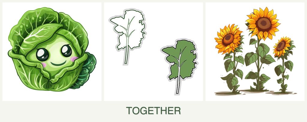 Can you plant cabbage, kale and sunflowers together?