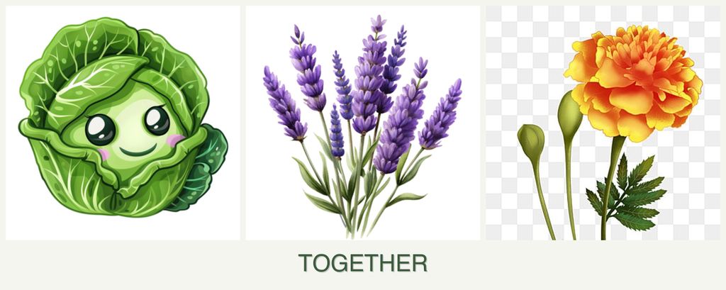 Can you plant cabbage, lavender and marigolds together?