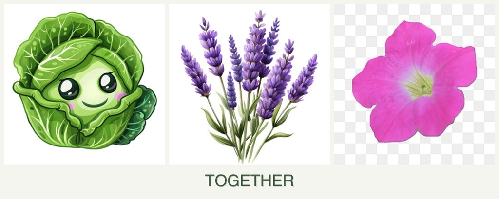 Can you plant cabbage, lavender and petunias together?