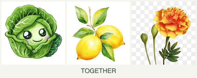 Can you plant cabbage, lemons and marigolds together?