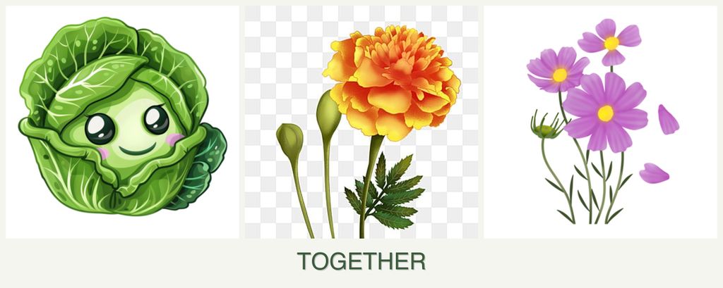 Can you plant cabbage, marigolds and cosmos together?
