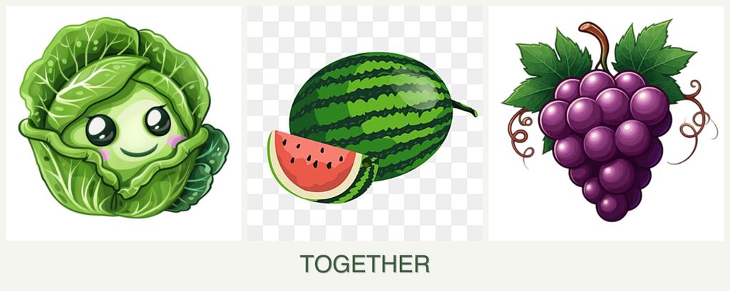 Can you plant cabbage, melons and grapes together?