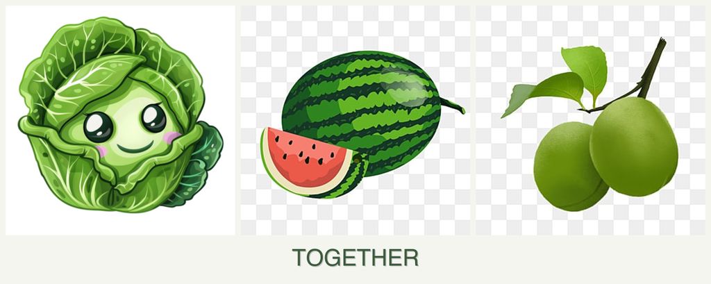 Can you plant cabbage, melons and plums together?