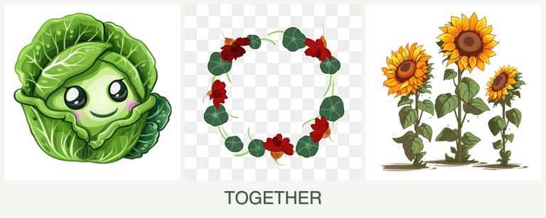 Can you plant cabbage, nasturtiums and sunflowers together?